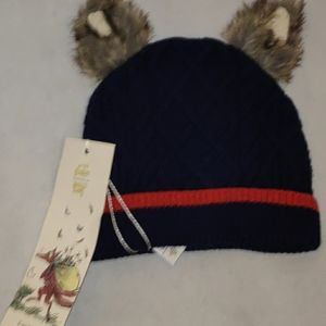 Mr. Fox beanie with fur ears women's mini boben